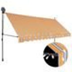 vidaXL Auvent manuel rétractable avec LED 350 cm Jaune et bleu - TU
