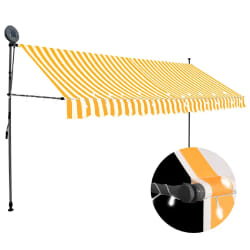 vidaXL Auvent manuel rétractable avec LED 400 cm Blanc et orange - TU