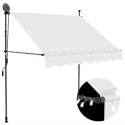 vidaXL Auvent manuel rétractable avec LED 200 cm Crème - TU