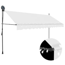 vidaXL Auvent manuel rétractable avec LED 350 cm Crème - TU