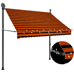 Auvent manuel vidaXL avec LED 200 cm - Orange/marron