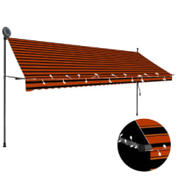 vidaXL Auvent manuel rétractable avec LED 400 cm Orange et marron - TU