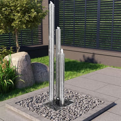 vidaXL Fontaine de Jardin Fontaine de Terrasse Décorative avec Base en Plastique Patio Extérieur Argenté 48x34x153 cm Acier 48092