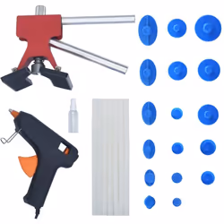 Cet ensemble d'outils de réparation de bosses de 26 pièces contient 1 extracteur de bosse, 1 pistolet à colle, 5 bâtons de co ...