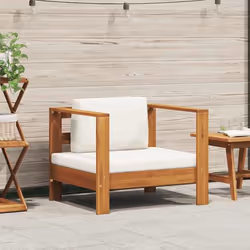 vidaXL Chaise de jardin avec coussin Crème Bois d'acacia solide - TU