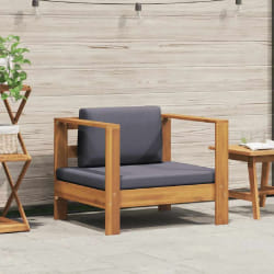 vidaXL Chaise de jardin avec coussin Gris foncé Bois d'acacia solide - TU