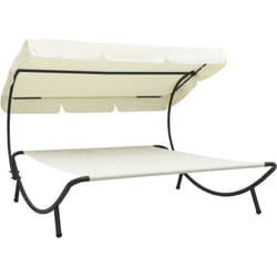 Vidaxl - Lit de repos d'extérieur avec auvent Blanc crème