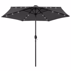vidaXL Parasol de jardin et lumières LED mât en aluminium anthracite - TU
