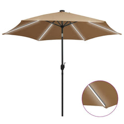 vidaXL Parasol de jardin avec lumières LED et mât en aluminium taupe - TU