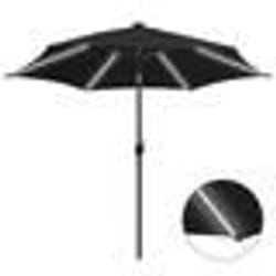 vidaXL Parasol de jardin avec lumières LED et mât en aluminium noir - TU