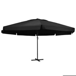 vidaXL Parasol de jardin avec mât en aluminium 600 cm noir