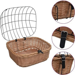 vidaXL Panier avant de vélo avec couvercle 50x45x35 cm Saule naturel - TU