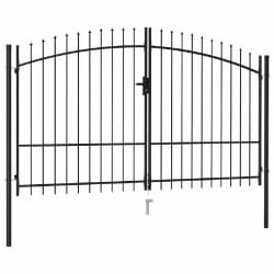 vidaXL Portillon double avec pointes - Noir