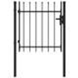vidaXL Portillon simple porte avec dessus à pointe Acier 1x1 m Noir - TU
