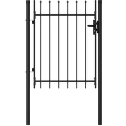 vidaXL Portillon simple porte avec dessus à pointe Acier 1x1,2 m Noir