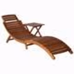 vidaXL Chaise longue avec table Bois d'acacia massif Marron - TU