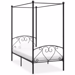 Donnez un aspect élégant et classique à votre chambre à coucher avec notre cadre de lit à baldaquin en métal ! Le lit est int ...