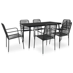 vidaXL Mobilier à dîner d'extérieur 7 pcs Corde en coton et acier Noir - TU