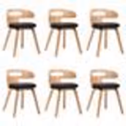 vidaXL Chaises à manger lot de 6 noir bois courbé et similicuir