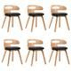 vidaXL Chaises à manger lot de 6 noir bois courbé et similicuir