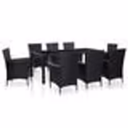 vidaXL Ensemble à dîner d'extérieur 9 pcs Résine tressée Noir - TU