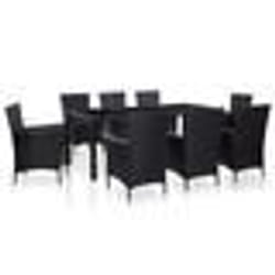 vidaXL Ensemble à dîner d'extérieur 9 pcs Résine tressée Noir - TU