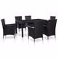 vidaXL Ensemble à manger d'extérieur 7 pcs Résine tressée Noir - TU