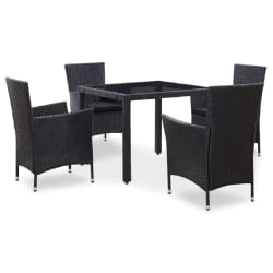vidaXL Ensemble à manger d'extérieur 5 pcs Résine tressée Noir - TU
