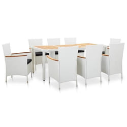 vidaXL Ensemble à manger d'extérieur 9 pcs Résine tressée Blanc - TU