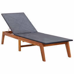 VidaXL 45990 chaise d'extérieur Linge Siège rembourré Bois d'acacia, Polyéthylène, Rotin Noir, Marron