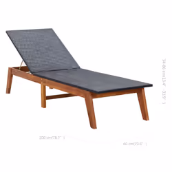 VidaXL 45990 chaise d'extérieur Linge Siège rembourré Bois d'acacia, Polyéthylène, Rotin Noir, Marron - Vue supplémentaire 7