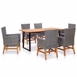 vidaXL Mobilier d'extérieur 7 pcs résine tressée et bois d'acacia gris - TU