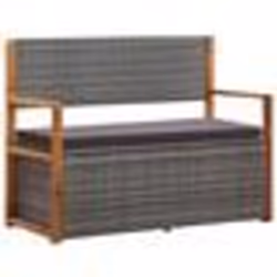 vidaXL Banc de rangement 115 cm Résine tressée et bois d'acacia Gris - TU