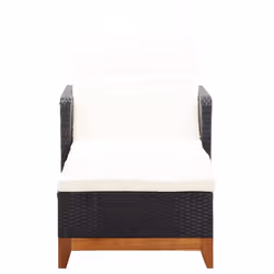 VidaXL 46012 chaise d'extérieur Linge Siège rembourré Bois d'acacia, Polyuréthane, Acier Noir, Crème, Blanc - Vue supplémentaire 2