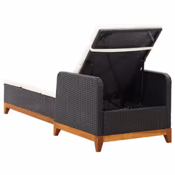 VidaXL 46012 chaise d'extérieur Linge Siège rembourré Bois d'acacia, Polyuréthane, Acier Noir, Crème, Blanc - Vue supplémentaire 3