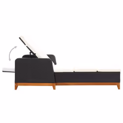 VidaXL 46012 chaise d'extérieur Linge Siège rembourré Bois d'acacia, Polyuréthane, Acier Noir, Crème, Blanc - Vue supplémentaire 4