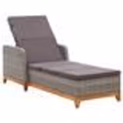 vidaXL Chaise longue Résine tressée et bois d'acacia massif Gris - TU