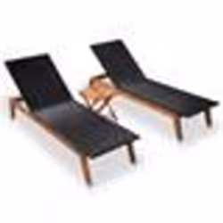 vidaXL Chaises longues 2 pcs et table Résine tressée et bois dacacia