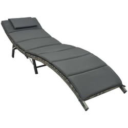 Vidaxl - Chaise longue pliable avec coussin Résine tressée Gris