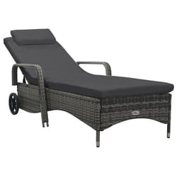 vidaXL Chaise longue avec roues résine tressée gris transat chaise longue en osier fauteuil transats chaises longues en 48197