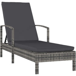 vidaXL Chaise longue avec accoudoirs Résine tressée Gris - TU