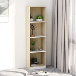 Bibliothèque à 4 niveaux Blanc et chêne sonoma Bois ingénierie Vidaxl