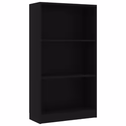 vidaXL Bibliothèque 3 niveaux Noir 60x24x109 cm Bois d'ingénierie - TU