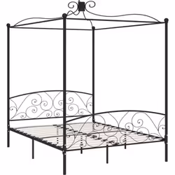 Donnez un aspect élégant et classique à votre chambre à coucher avec notre cadre de lit à baldaquin en métal ! Le lit est int ...
