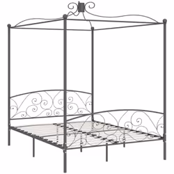 Donnez un aspect élégant et classique à votre chambre à coucher avec notre cadre de lit à baldaquin en métal ! Le lit est int ...