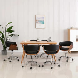 vidaXL Chaise pivotante à manger Noir Bois courbé et similicuir - TU
