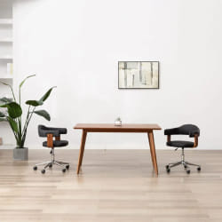 vidaXL Chaise pivotante à manger Noir Bois courbé et similicuir - TU
