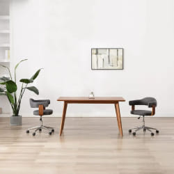 vidaXL Chaise pivotante à manger Gris Bois courbé et tissu - TU