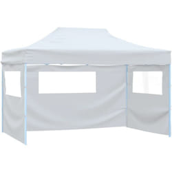 Vidaxl - Tente de réception pliable avec 3 parois 3x4 m Acier Blanc