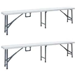 vidaXL Bancs de jardin pliables lot de 2 180 cm PEHD Blanc - TU